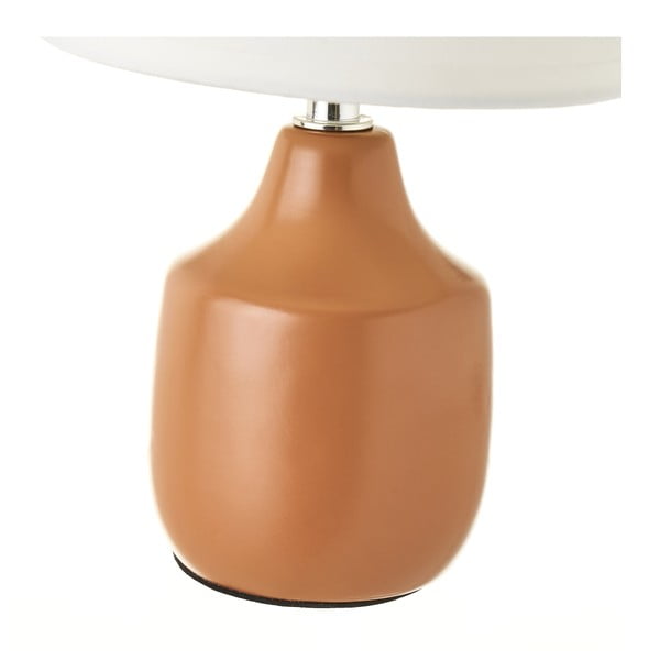 Biało-brązowa ceramiczna lampa stołowa z tekstylnym kloszem (wys. 24 cm) – Casa Selección-image-3