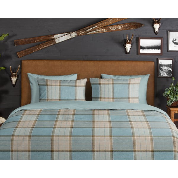 Niebieska flanelowa pościel dwuosobowa 200x220 cm Jacco – Good Morning-image-3