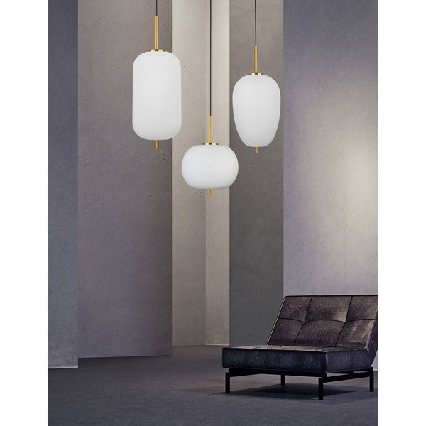 Biała/w kolorze mosiądzu szklana lampa wisząca ø 27 cm Lato – Nova Luce-image-3