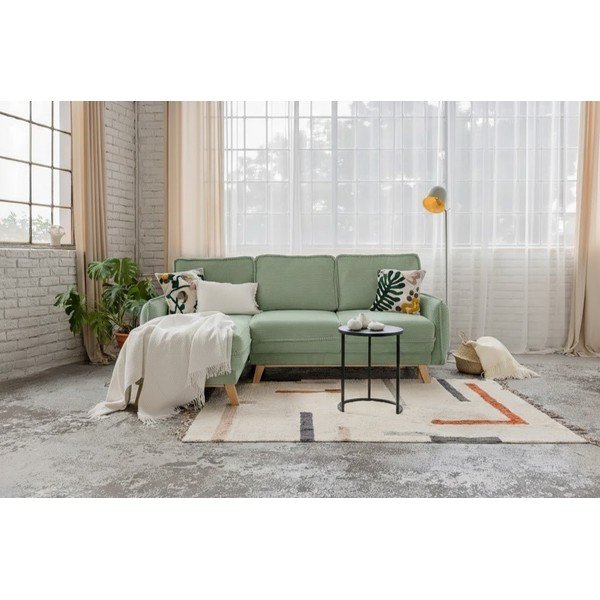 Jasnozielony sztruksowy rozkładany narożnik (strona zmienna) Tori – Bonami Selection-image-1