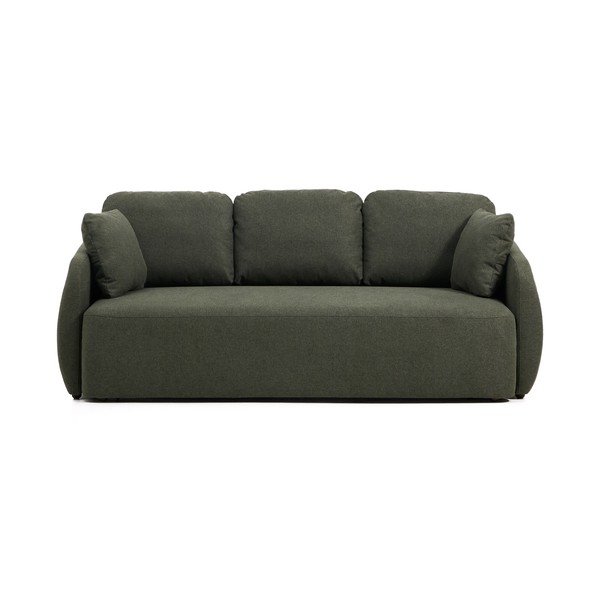Ciemnozielona rozkładana sofa z tkaniny szenilowej 218 cm Laira – Kave Home