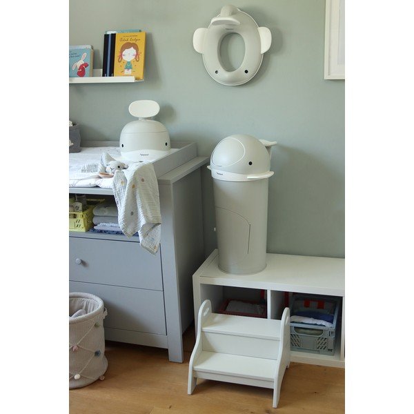 Jasnoszary plastikowy kosz na pieluchy 25 l Whale – Kindsgut-image-1