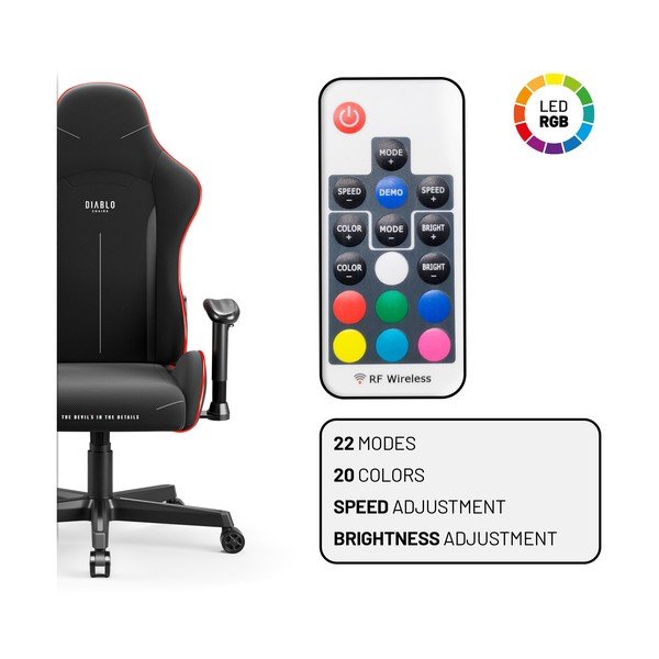 Czarny fotel gamingowy X-Starter LED – Diablo Chairs-image-2