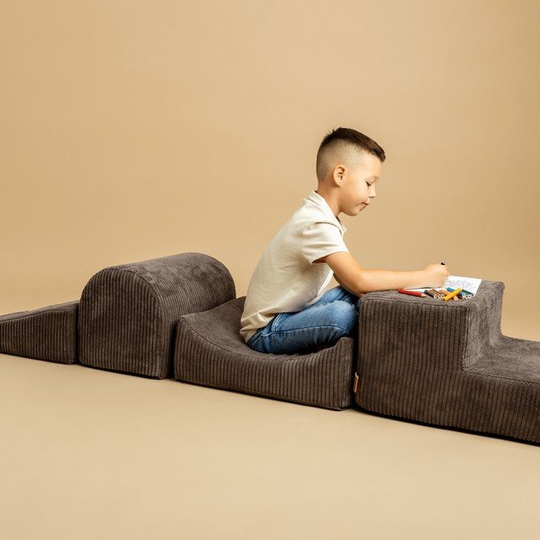 Sztruksowy piankowy plac zabaw 5 szt. w kolorze khaki wysokość 30 cm 250x45 cm Montessori – Meowbaby-image-4