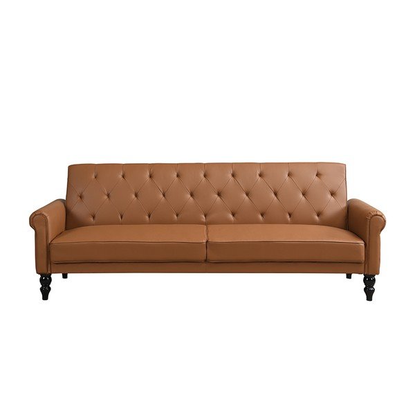 Koniakowa częściowo rozkładana/rozkładana sofa z imitacji skóry 222 cm Tyne – Støraa