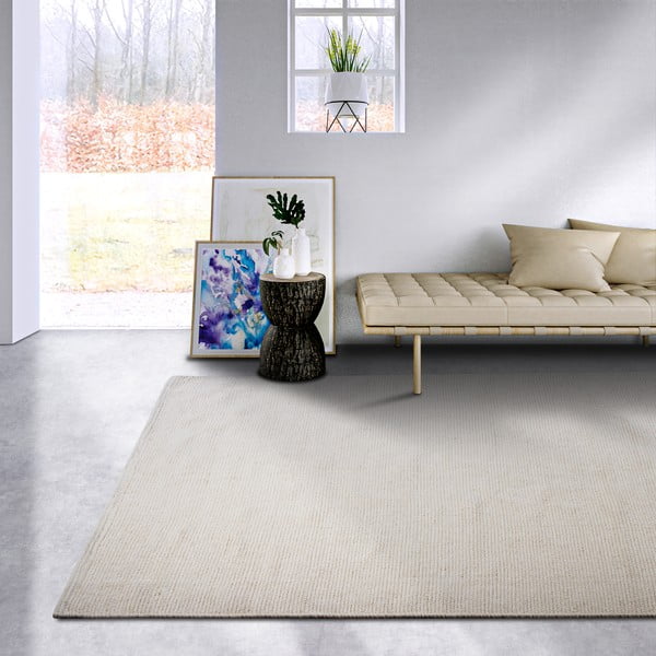 Kremowy dywan z mieszanki wełny tkany ręcznie 190x280 cm Pradesh Natural White – Elle Decoration-image-1