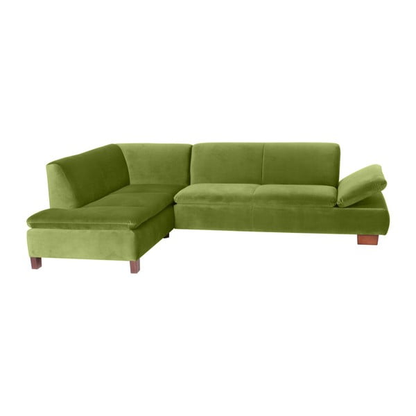 Zielona sofa narożna lewostronna z regulowanym podłokietnikiem Max Winzer Terrence Williams