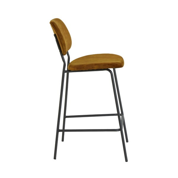 Musztardowy aksamitny hoker 92 cm Emma – Light & Living-image-2