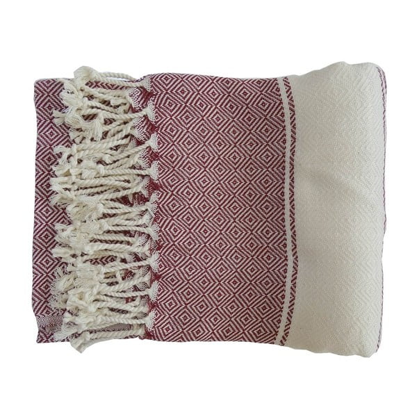 Fioletowy ręcznik tkany ręcznie z wysokiej jakości bawełny Homemania Elmas, 100x180 cm