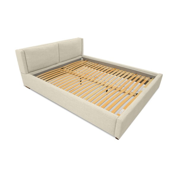 Beżowe tapicerowane łóżko dwuosobowe ze stelażem 140x200 cm Dreamer – Scandic-image-3