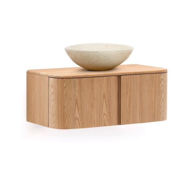 Wisząca szafka pod umywalkę w dekorze jesionu w naturalnym kolorze 90x35 cm Salaya – Kave Home-image-3