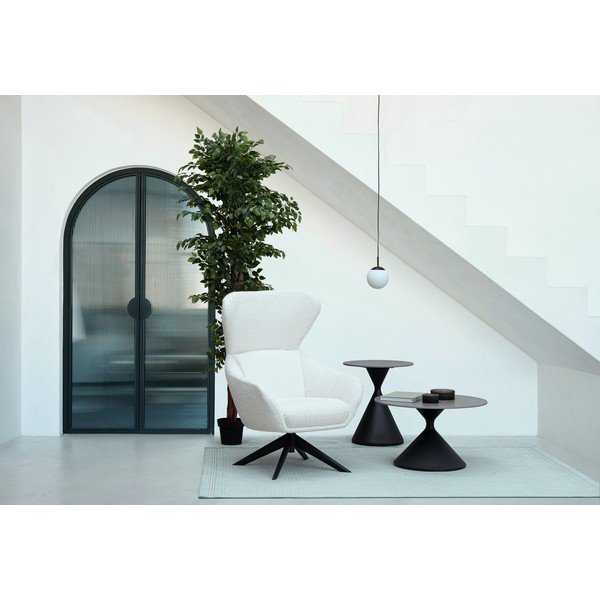 Czarny okrągły stolik z blatem w dekorze marmuru ø 70 cm Joona – Bizzotto-image-1