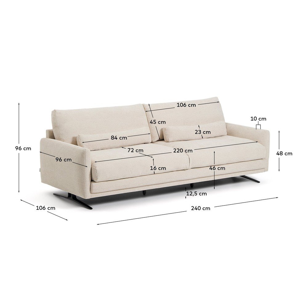 Beżowa sofa z tkaniny szenilowej 240 cm Veliro – Kave Home (zdjęcie 5)