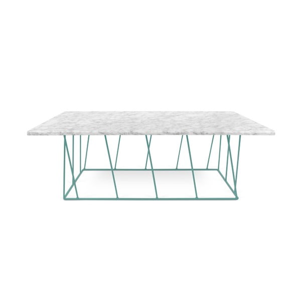 Biały stolik marmurowy z zielonymi nogami TemaHome Helix, 120 cm 