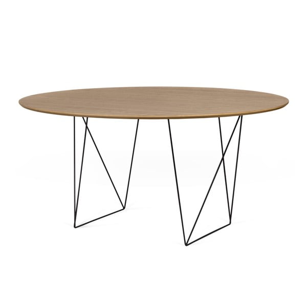 Stół w kolorze orzecha z czarnymi nogami Symbiosis Row, ⌀ 150 cm