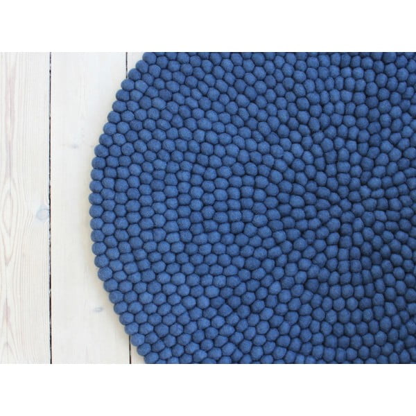 Niebieski wełniany dywan kulkowy Wooldot Ball Rugs, ⌀ 140 cm