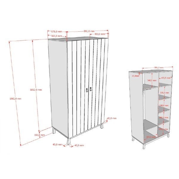 Beżowa szafa dziecięca 99x196x58 cm Sezane – Vipack-image-3