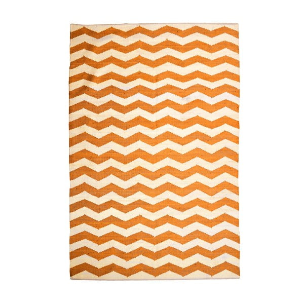 Bawełniany dywan Chevron Ivory/Orange, 120x180 cm