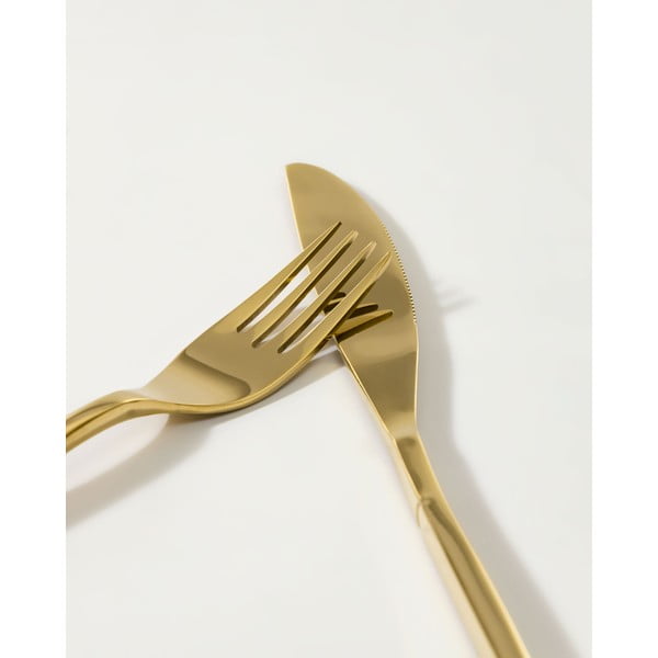 Sztućce ze stali nierdzewnej w kolorze złota 16 szt. Lite – Kave Home-image-2