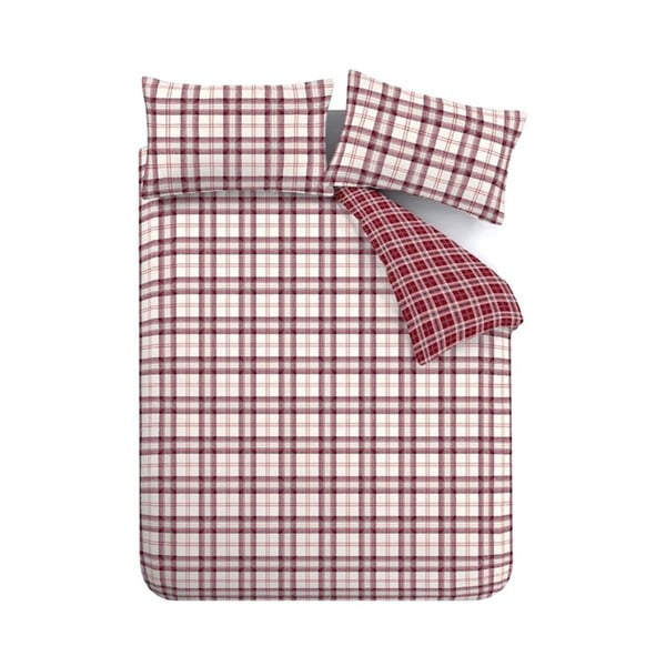 Bordowa pościel dwuosobowa 230x220 cm Kelso Check – Catherine Lansfield