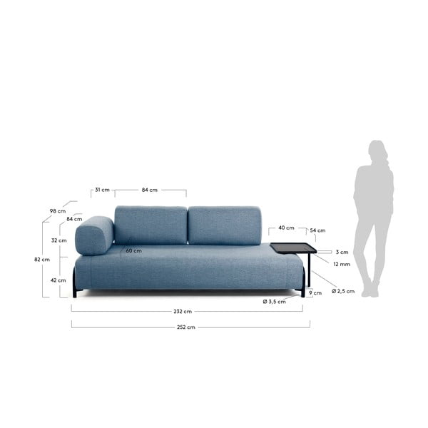 Niebieska sofa ze stolikiem Kave Home Compo-image-4