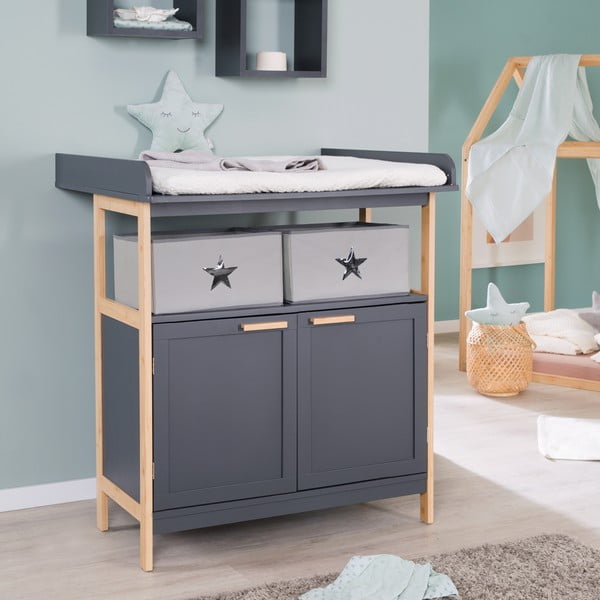 Antracytowa niska komoda dziecięca z przewijakiem 87x75 cm Berlin – Roba-image-3
