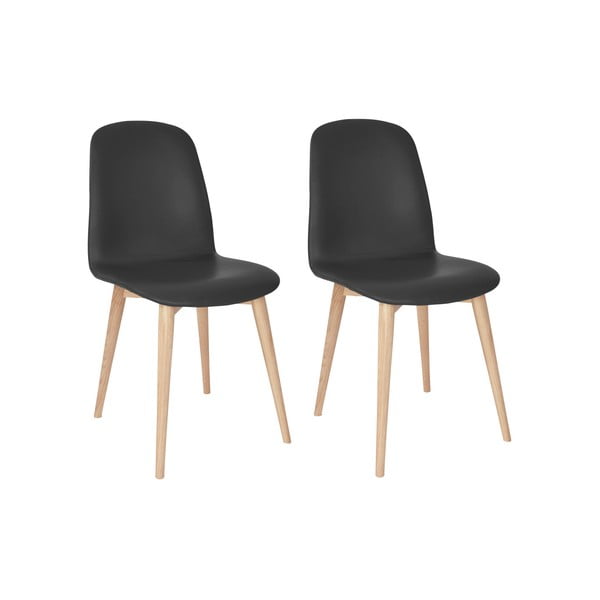 Komplet 2 antracytowych krzeseł z nogami z litego drewna dębowego WOOD AND VISION Classic