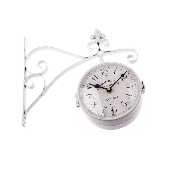 Biały metalowy wiszący zegar dwustronny Dakls