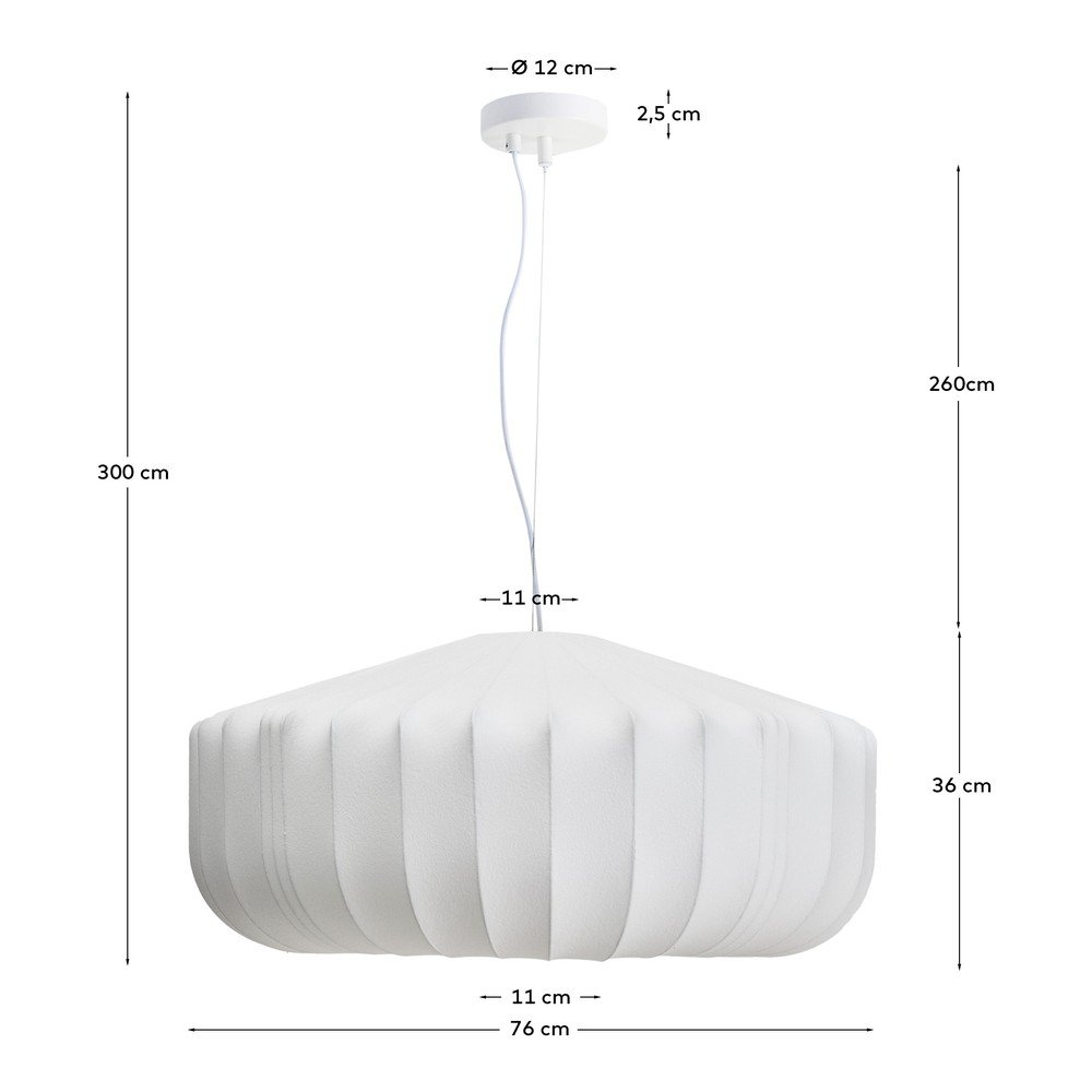 Biała lampa sufitowa z tekstylnym kloszem ø 76 cm Somar – Kave Home (zdjęcie 8)