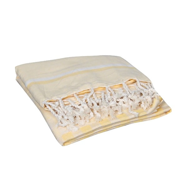 Żółty ręcznik hammam Hera Yellow, 90x190 cm