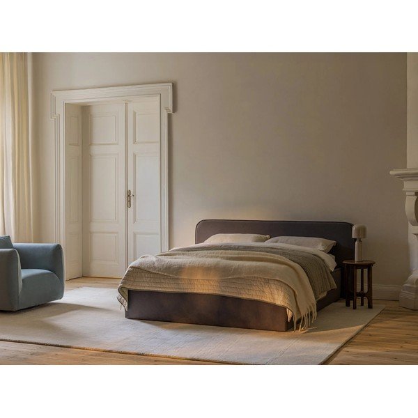 Czarne tapicerowane łóżko dwuosobowe ze schowkiem i stelażem 180x200 cm Elizabeth – Micadoni -image-1