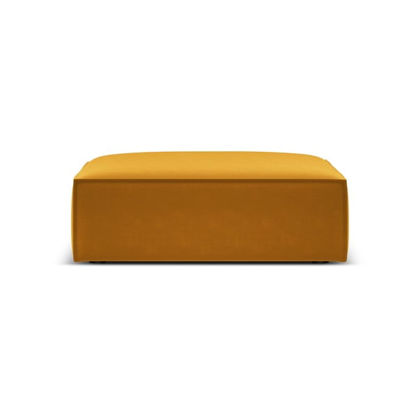 Musztardowy aksamitny podnóżek Vanda – Mazzini Sofas