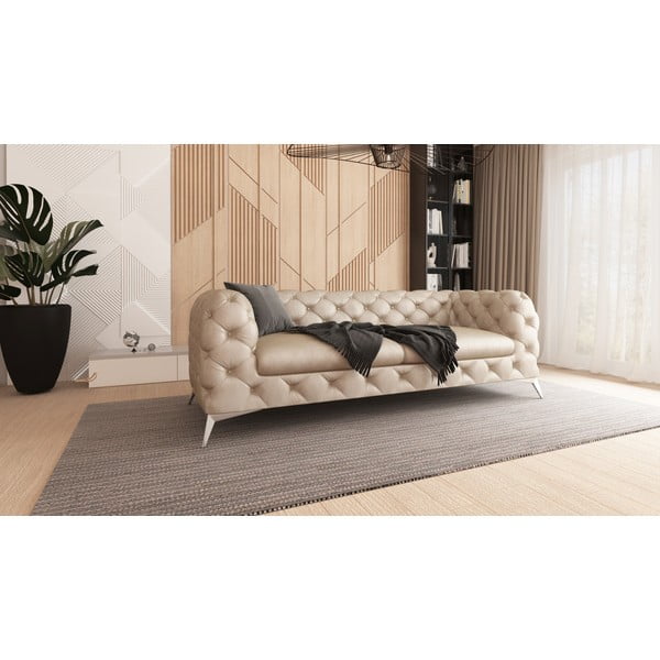 Beżowa aksamitna sofa 225 cm Chelsea – Ropez-image-3