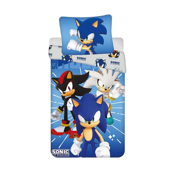 Niebieska pościel dziecięca jednoosobowa z mikrowłókna 140x200 cm Sonic – Jerry Fabrics