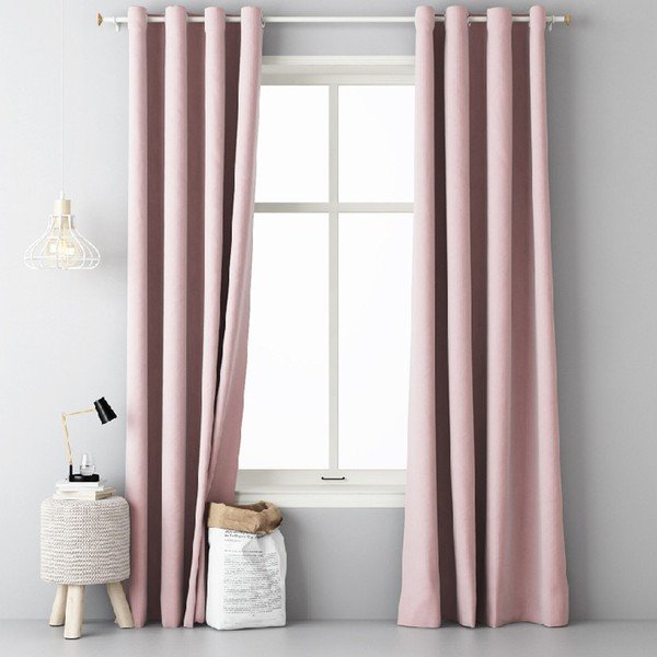 Pudrově Różowa zasłona Slowdeco Laura, 140x250 cm
