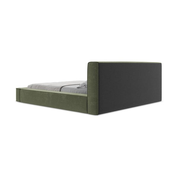 Zielone tapicerowane łóżko dwuosobowe ze schowkiem i stelażem 160x200 cm Noho – Makamii-image-2