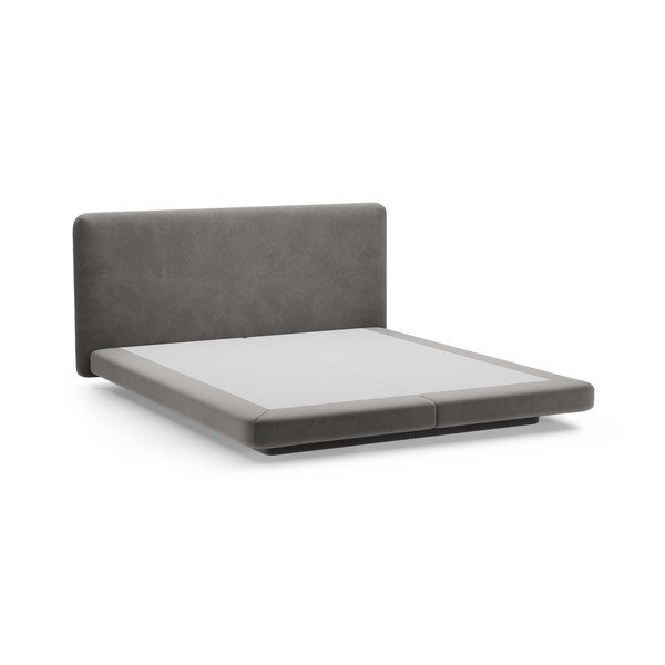 Ciemnoszare tapicerowane łóżko dwuosobowe 140x200 cm Linea – Micadoni -image-2