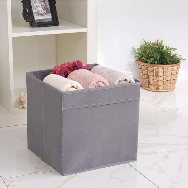 Szary tekstylny pojemnik 30x30x30 cm – Mioli Decor-image-1
