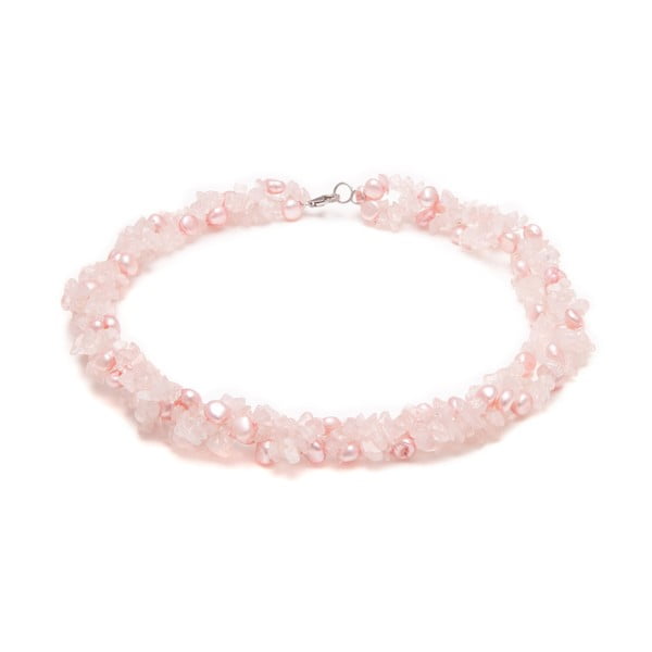 Naszyjnik z różowymi szklanymi koralikami GemSeller Agate