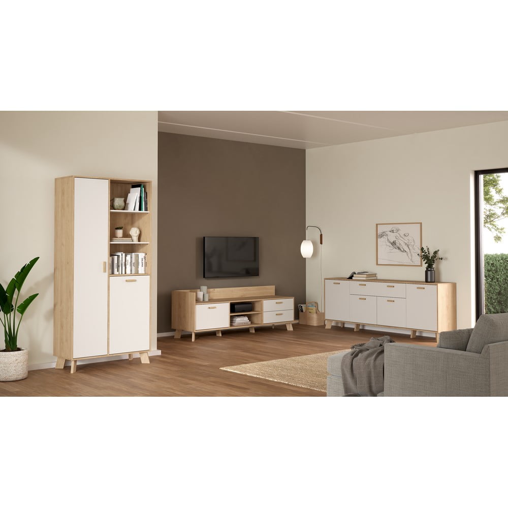 Biało-naturalna komoda w dekorze dębu 196x73x39 cm Ikast – Tvilum (zdjęcie 9)