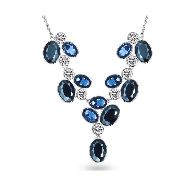 Naszyjnik w kolorze srebra z niebieskimi kryształkami ze szkła