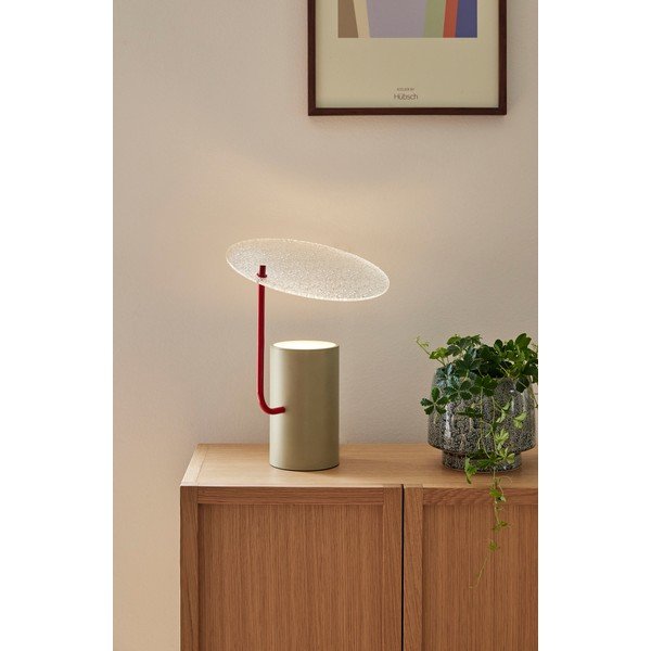 Lampa stołowa w kolorze khaki ze szklanym kloszem (wysokość 35 cm) Disc – Hübsch-image-3