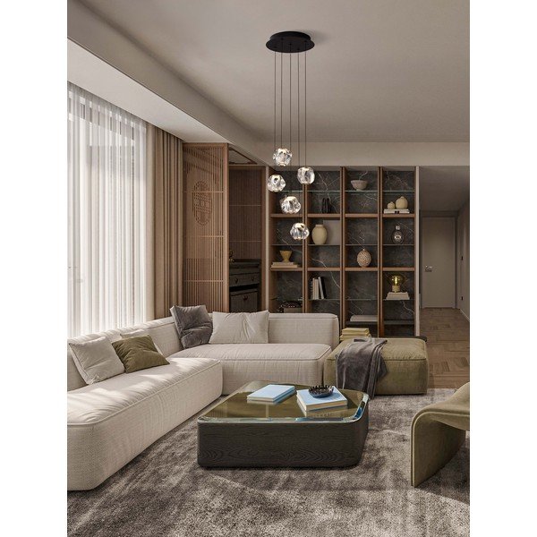 Metalowa lampa wisząca LED ze ściemniaczem w kolorze matowej czerni z kloszem ze szkła akrylowego ø 30 cm Ifos – Nova Luce-image-1