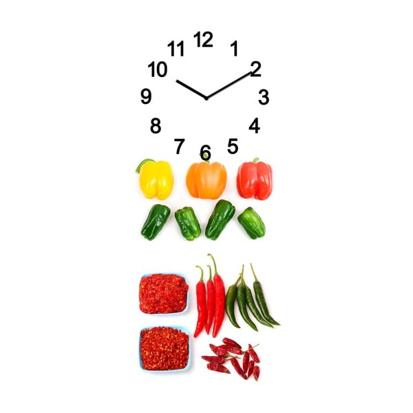 Szklany zegar Warzywa, 20x50 cm