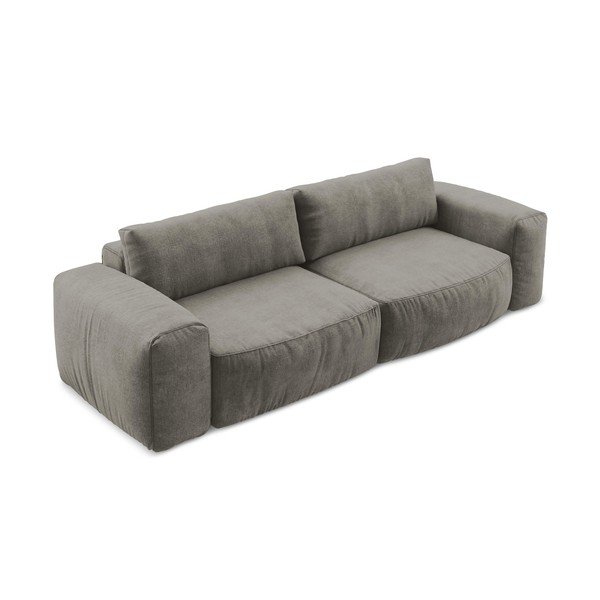 Szara rozkładana sofa z tkaniny szenilowej 275 cm Kuki – Makamii-image-3