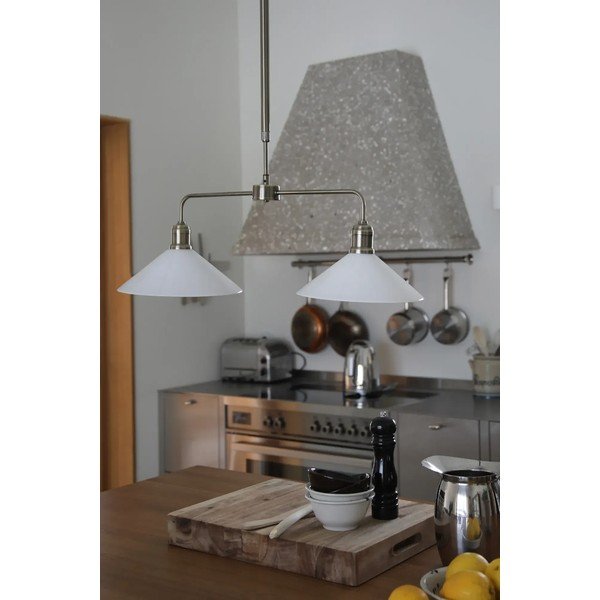 Biała/w kolorze mosiądzu metalowa lampa wisząca ze szklanym kloszem Vela – Markslöjd-image-1