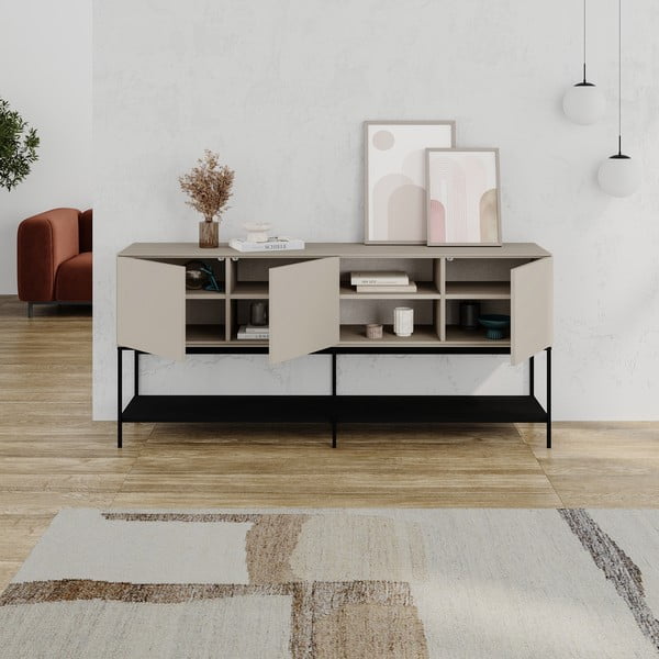 Czarno-kremowa komoda 180x80x40 cm Amira – Marckeric-image-3