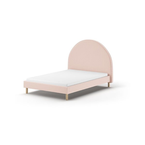 Różowe tapicerowane łóżko ze stelażem 140x200 cm MOON – Vipack