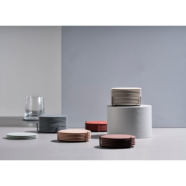 Czarne silikonowe podkładki pod kubki zestaw 6 szt. ze stojakiem Singles − Zone-image-1