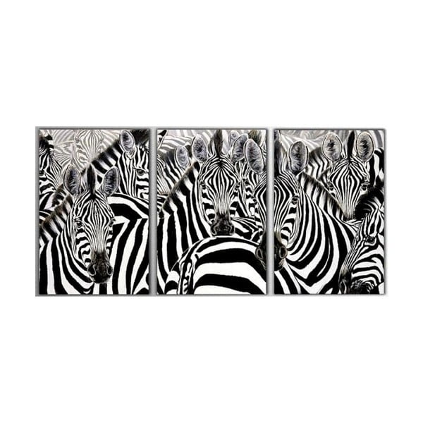 Trzyczęściowy obraz Zebras, 45x90 cm